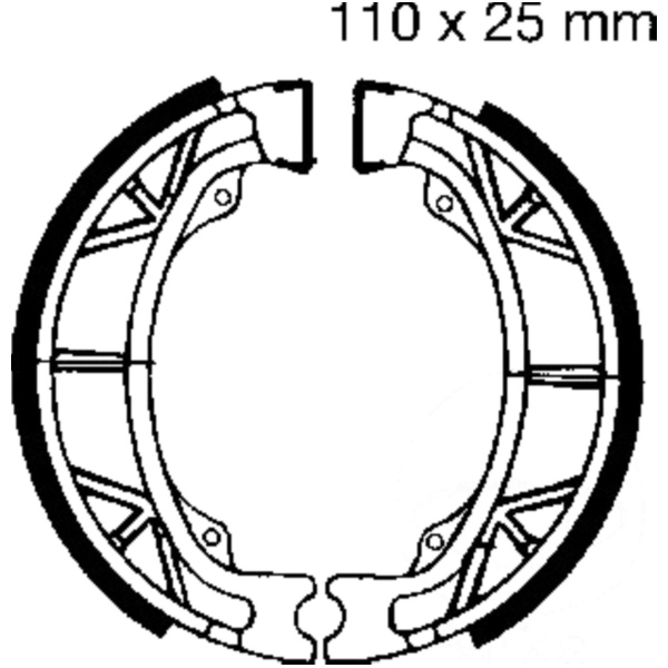 Brake shoes grooved inc springs ebc H303G fitting for Benzhou YY50QT-15 Retro Star 50  2017, 3 PS, 2,2 kw