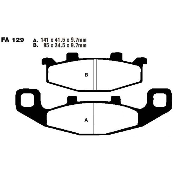 Brake pads sintered hh ebc FA129HH fitting for Kawasaki ER Twister 500 ER500AAA 2000, 34 PS, 25 kw