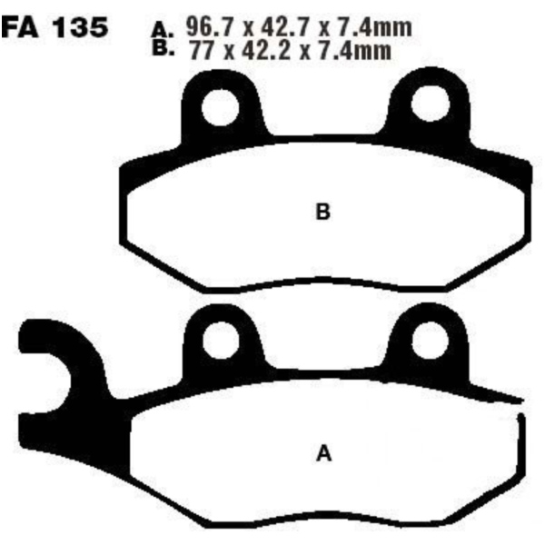 Brake pads std ebc FA135TT fitting for Yamaha YFM  700 AM46W 2013, 48 PS, 35 kw