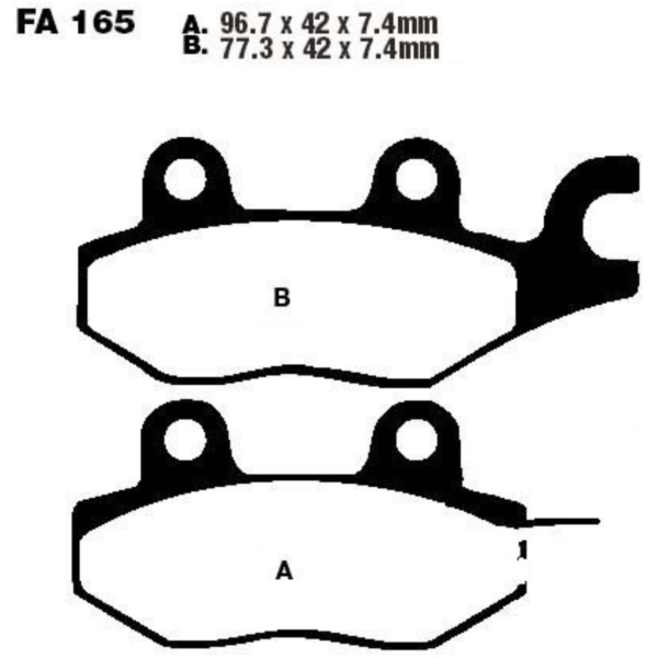 Brake pads sintered r ebc FA165R fitting for Yamaha YFM  700 AM46W 2013, 48 PS, 35 kw