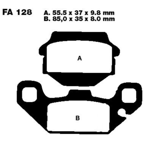 Bremsbeläge Bremsklotz Standard EBC FA128TT passend für Kawasaki KEF Lakota Sport 300  2002, 21,5 PS, 15,8 kw
