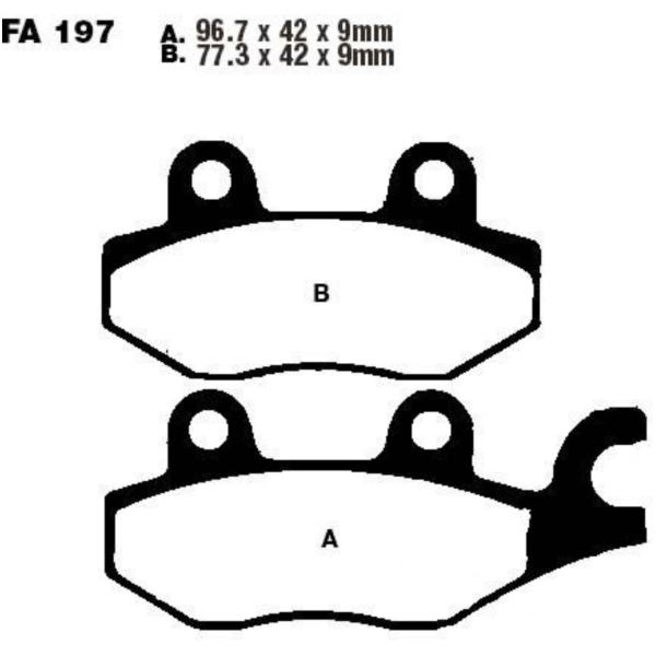 Brake pads carbon scooter ebc SFAC197 fitting for Kymco Super 9 Sports 50 S10140 2008, 4,4 PS, 3,2 kw