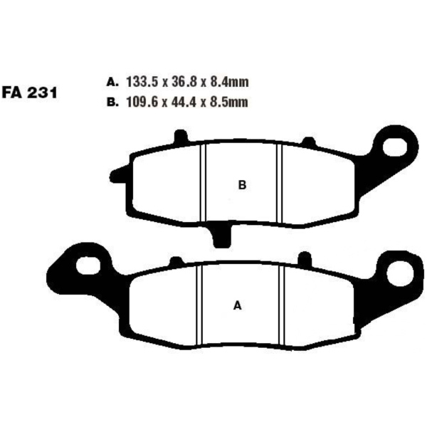 Brake pads sintered epfa ebc EPFA231HH fitting for Kawasaki VN Drifter 1500 VNT50JRA 2002, 64 PS, 47 kw