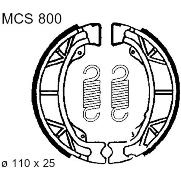 Brake shoes inc springs trw MCS800 fitting for Peugeot V-Clic  50 LAEAGZ40 2007, 2,9 PS, 2,1 kw