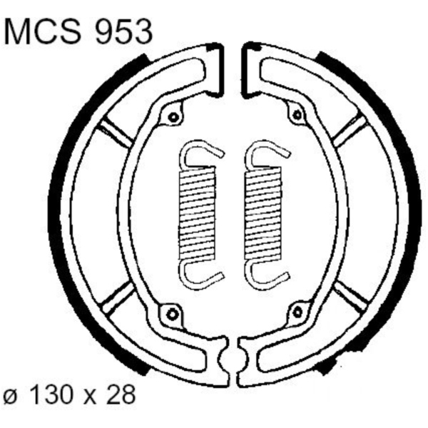 Brake shoes inc springs trw MCS953 fitting for Ering Big Panther  125 BT125T-7 2007, 6,3 PS, 4,7 kw