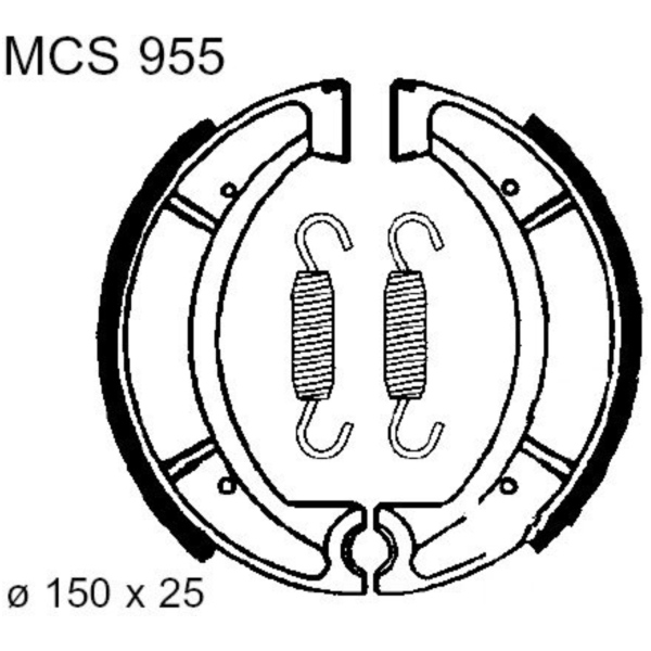 Bremsbacken mit Feder TRW MCS955 passend für Yamaha SR Speichenrad 500 48T 1984, 27 PS, 20 kw