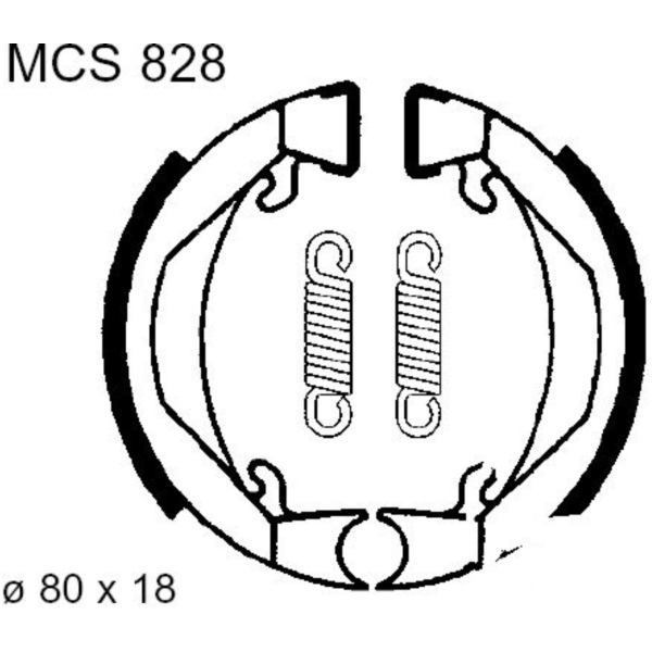 Brake shoes inc springs trw MCS828 fitting for Puch Maxi Speichenrad 25  1980, 1,4 PS, 1 kw