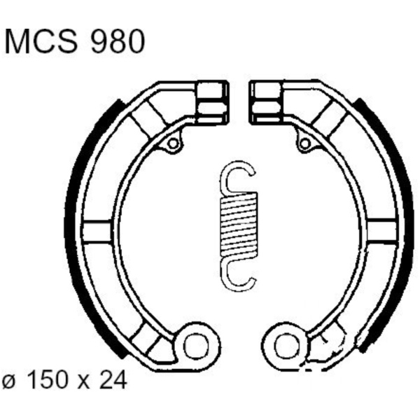 Brake shoes exc springs trw MCS980 fitting for Vespa PK Automatik E-Starter 125 VAM1T 1984, 8 PS, 6 kw