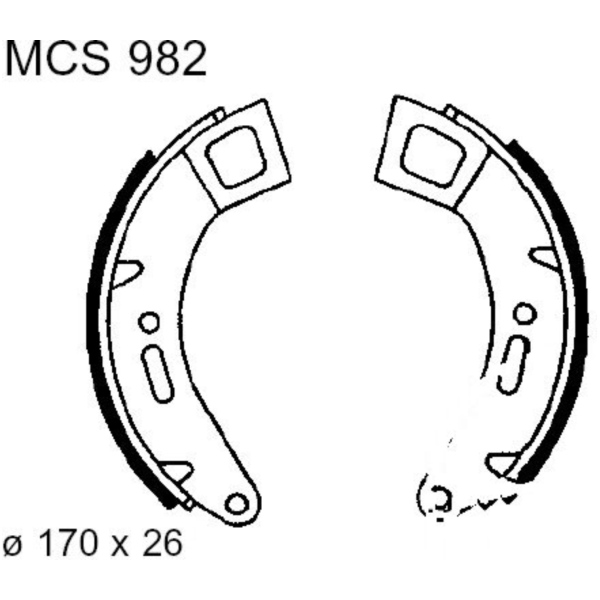 Brake shoes rear excluding springs trw luc fitting for Vespa Cosa ABS E-Starter 200 VSR1T 1997, 12 PS, 9 kw