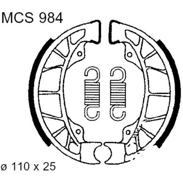 Bremsbacken mit Feder TRW MCS984 passend für Vespa LX  125 M44100 2007, 10,3 PS, 7,6 kw