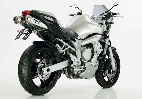 Rac 1 Slip on Ersatzdämpfer - silber Auspuff für: YAMAHA FZ6 RJ14, FZ6 Fazer RJ14