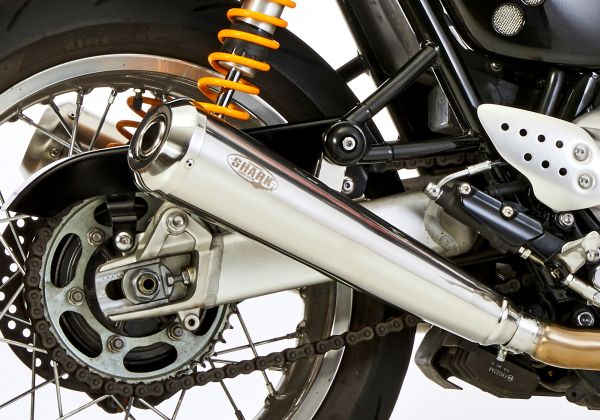Retro slip on exhaust - silver for: TRIUMPH Bonneville 986MF, Bonneville 908MD