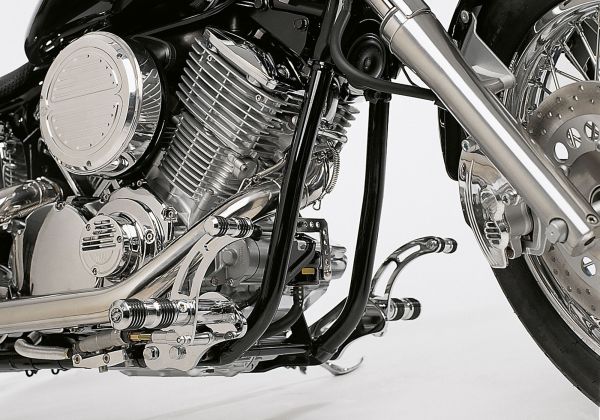 Round Style Fußrastenanlage - silber für: YAMAHA XVS650 Drag Star 4VR/4XR, XVS650 Drag Star Classic VM02/3