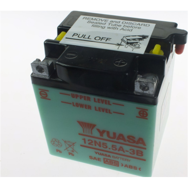 Akku, Motorradbatterie 12N5.5A-3B 12V/5,5AH DIN50612 Dry Batterie passend für Simson Albatros E-Start 50  1997, 3,3 PS, 2,4 kw