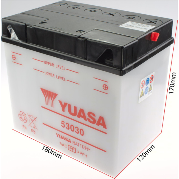 Y60-N30AL-B 12V/30AH (20HR) DIN53030 dry-battery 186x120x171mm fitting for Moto Guzzi Convert  1000 VG 1997, 