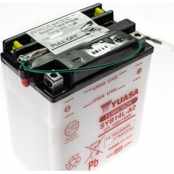 Akku, Motorradbatterie SYB14-L-A2 12V 14AH DIN51411 Dry-Batterie 136x91x168mm