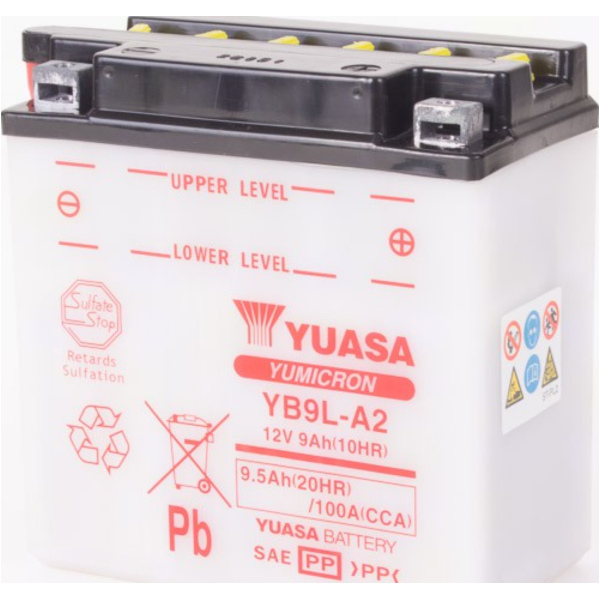 Akku, Motorradbatterie YB9L-A2 12V/9AH DIN50916 Dry-Batterie 135x75x139mm