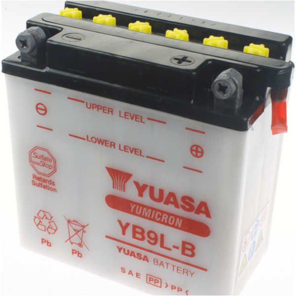 Akku, Motorradbatterie YB9L-B DIN50915 Dry-Batterie 138x77x141mm