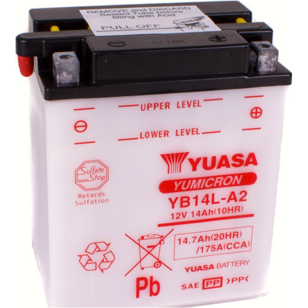 Akku, Motorradbatterie YB14L-A2 12V 14AH DIN51411 Dry-Batterie 136x91x168mm