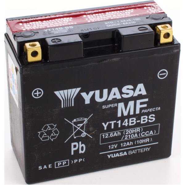 YT14B-BS 12V/12AH DIN51293 for: AGM-battery (CP) 152x70x145mm fitting for Yamaha MT-01  1700 RP181 2007, 90 PS, 66 kw