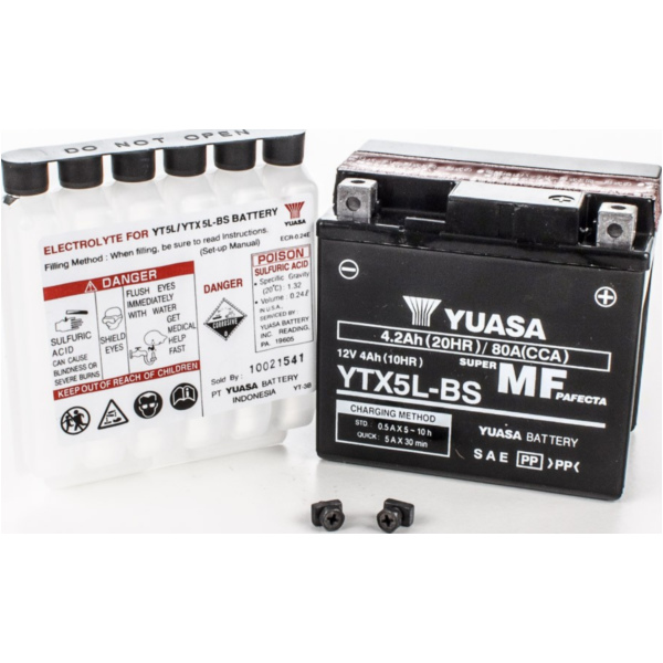 YTX5L-BS 12V/4AH DIN50412 for: AGM-battery (80CCA) fitting for Honda CRF  250 ME11A 2007, 28 PS, 21 kw