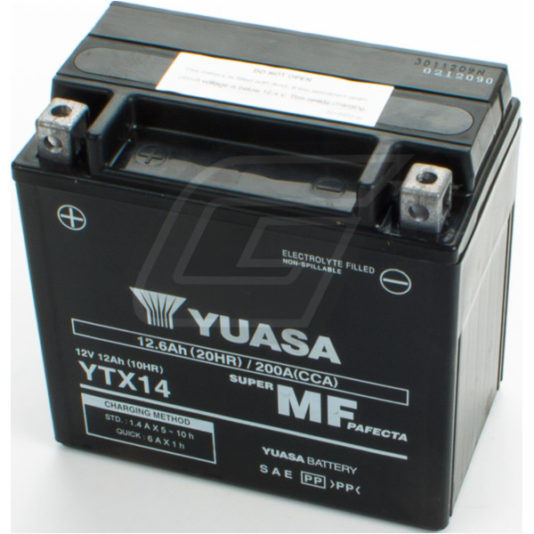 YTX14 (compare YTX14-BS) 12V/12AH DIN51214 SLA-battery 150x87x145mm fitting for BMW F 650  800 E8GS/K72 2008, 71 PS, 52 kw