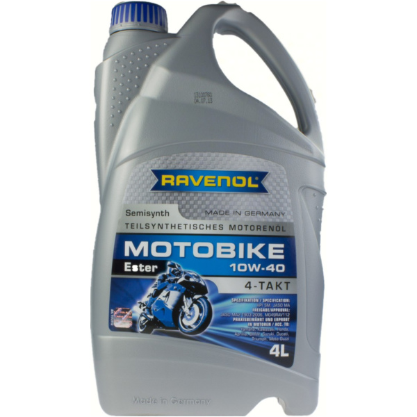 10W-40 synthetisches 4-Takt-Motorradöl Ester 4L. passend für Sachs XTC Racing 125 675 2002, 15 PS, 11 kw