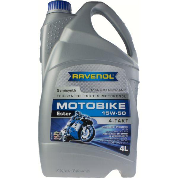 15W-50 semi-synthetic 4-stroke motorbike oil Ester 4L. fitting for BMW R  1200 R1ST/K27 2008, 109 PS, 80 kw