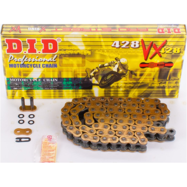 X-ring reinforced chain VX, G&B, 428, 126 with clip lock / usable up to 22kW (30HP) / up to 250cc fitting for Honda CA Rebel 125 JC24 1995, 11 PS, 8,1 kw