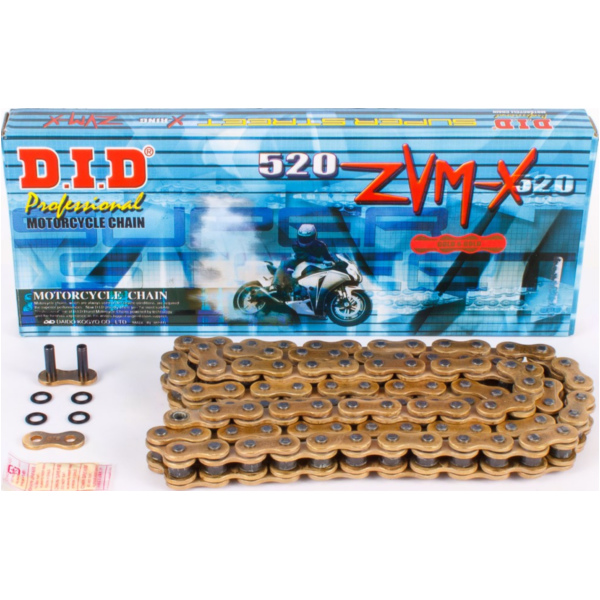 Motorradkette, Antriebskette Kette X-Ring super verstärkt ZVMX G&G, 520, 110 mit Hohlnietschloß / empfohlen ab 88kW (120PS) / bis 1000ccm passend für Yamaha TZR  250 2MA 1987, 50 PS, 37 kw