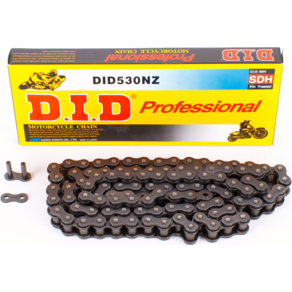 D.I.D chain reinforced chain NZ, 530, 104 with rivet lock / usable up to 110kW (150HP) / up to 1000cc fitting for Suzuki GSX Katana 400 GS40XF 1981, 42 PS, 31 kw