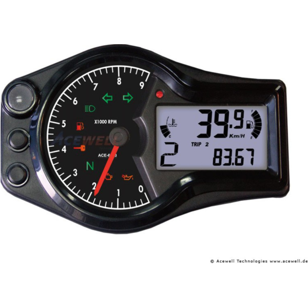 ACE-6X54 digital Instrument für Quad & Motorrad (bis 9000 U/min)