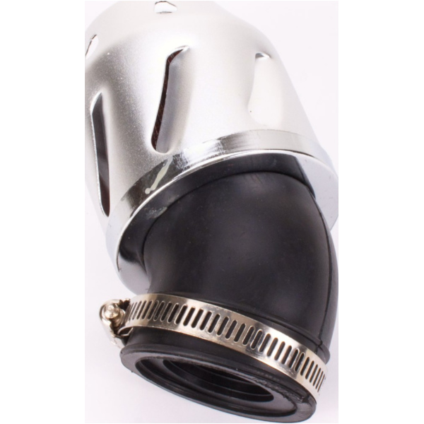 air filter Grenade silver bent version 35/48mm carb connection (adapter) fitting for Peugeot Speedfight Ultimate Edition 50 VGA S1BBBA/BBCA 2008, 4,6 PS, 3,4 kw