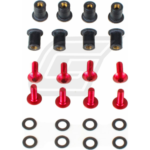 Aluschrauben Muttern Set M5x16 rot - 8 Stück