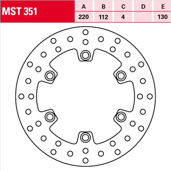 Bremsscheibe starr MST 351 passend für Husqvarna TE E-Start 410 H710AC 1999, 46/34 PS, 34/25 kw