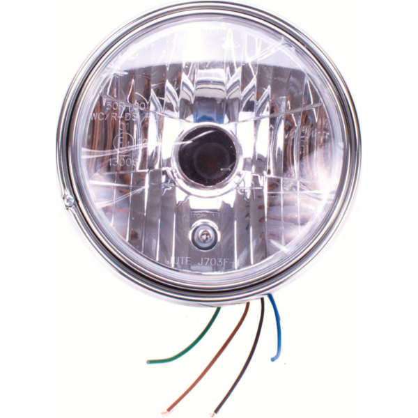 Scheinwerfer, 7 Zoll, Metallgehäuse chrom, E-geprüft.