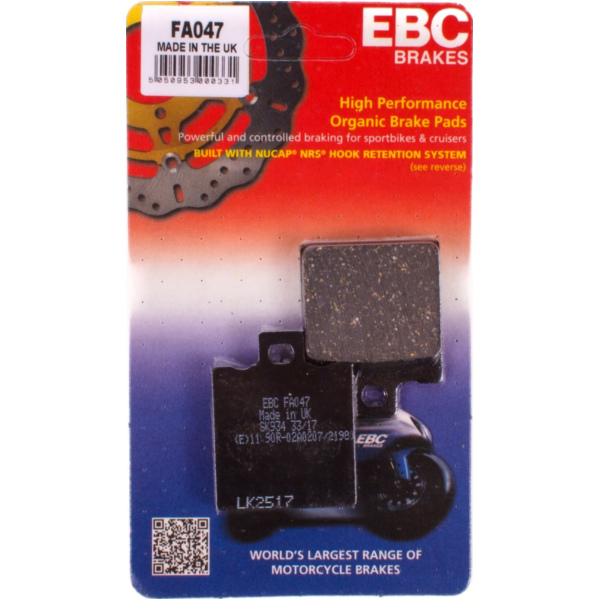 Blackstuff Organic brake pads FA047 fitting for Ducati Monster  996 M405AA/AB 2005, 117 PS, 86 kw