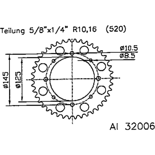 Aluminium-Kettenrad 41Z 520 K51-32006-41 passend für Yamaha XTZ Tenere 660 3YF 1994, 48 PS, 35 kw