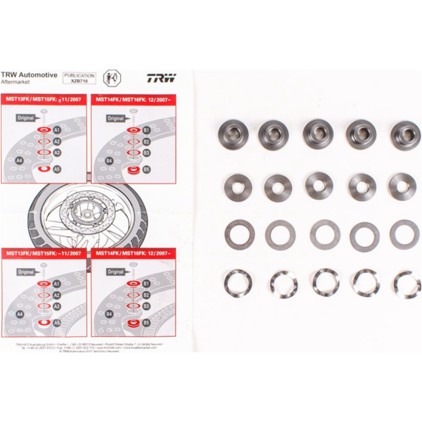 Scheibenbremse, Brake Disk Montagezubehör Satz für BMW Bremsscheiben vorne MST238 (RAC) und MST356 (RAC) ( vernietet ) ab BJ.12/2007 MST14FK 4,5 mm Unterlegscheiben passend für BMW F 800  800 E8ST/K71 2008, 85 PS, 62,5 kw