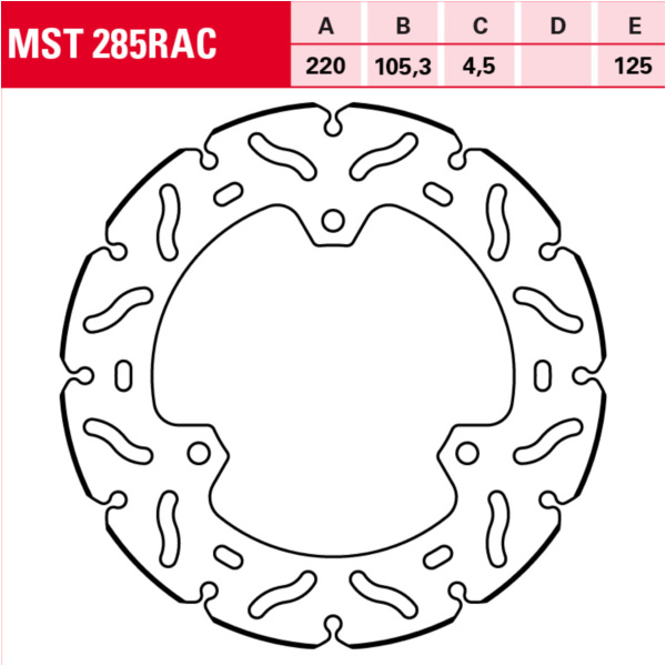 brake disc schwimmend MSW 285 RAC fitting for Ducati Hypermotard  1100 B100AA 2008, 90 PS, 66 kw