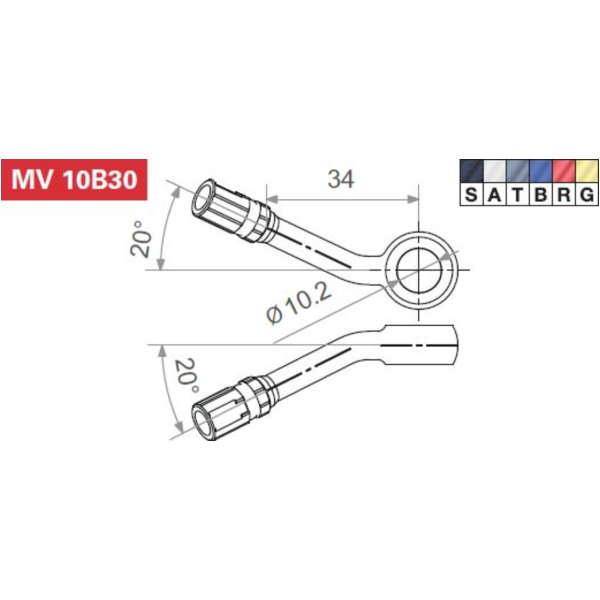 Fitting 10,2 mm, 20° gewinkelt (in 2 Ebenen), Aluminium