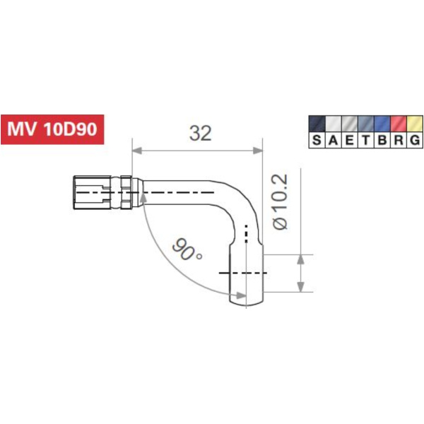 Fitting 10,2 mm, 90° gewinkelt, Titan MV10D90T