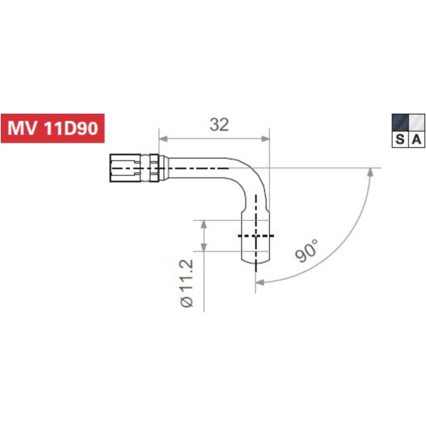 Fitting 11.2 mm, 90° angled, black