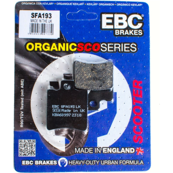 Scooter brake pads (organic) for: Kawasaki fitting for Aprilia SR Ditech Sport 50 RLD10 2004, 4,5 PS, 3,3 kw