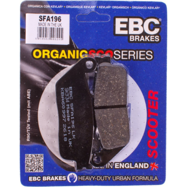 Scooter brake pads (organic) SFA196 fitting for BMW C EditionABS 650 C65/K19 2015, 48 PS, 35 kw