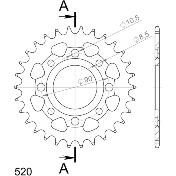 Steel-Rear Sprocket / Chain Wheel Supersprox 520/31t black