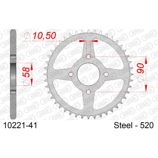 Stahl-Kettenrad AFAM 520 - 38Z Silber 1021538 passend für Honda CA Rebel 125 JC24 1995, 11 PS, 8,1 kw