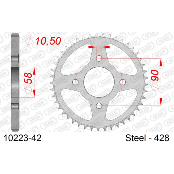Stahl-Kettenrad AFAM 520 - 39Z Silber 1022139 passend für Honda CA Rebel 125 JC24 1995, 11 PS, 8,1 kw
