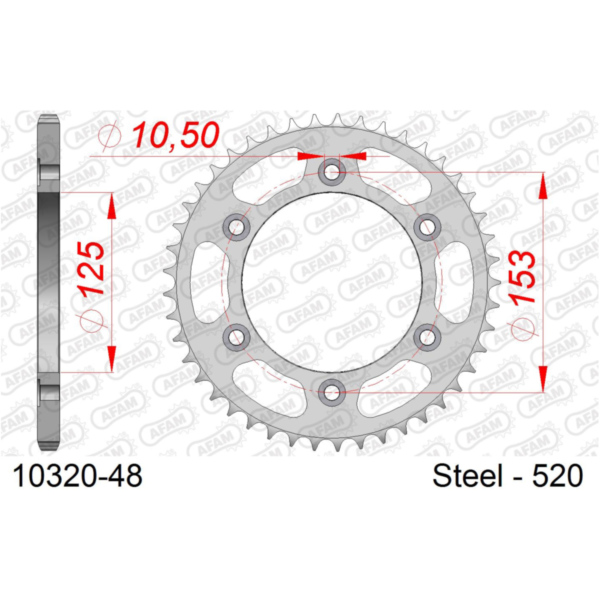 Steel Chain Wheel - Rear Sprocket AFAM 520 - 38t SILVER 1031638