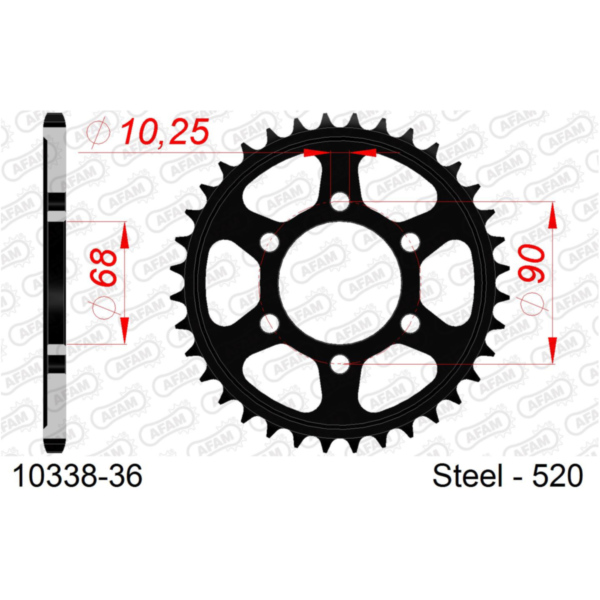 Stahl-Kettenrad AFAM 520 - 39Z Silber 1031839